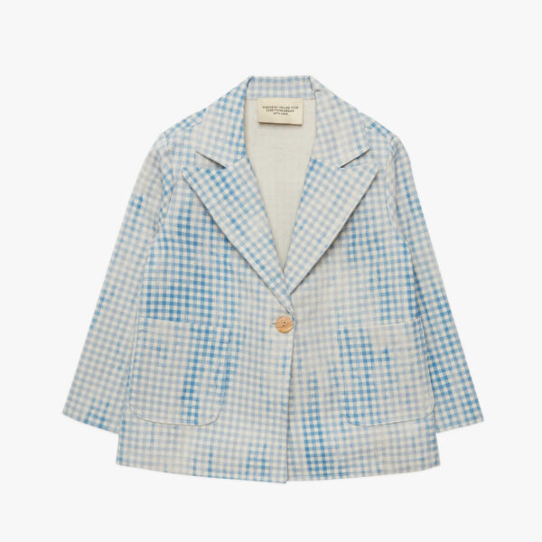 Linen check tailored jacket