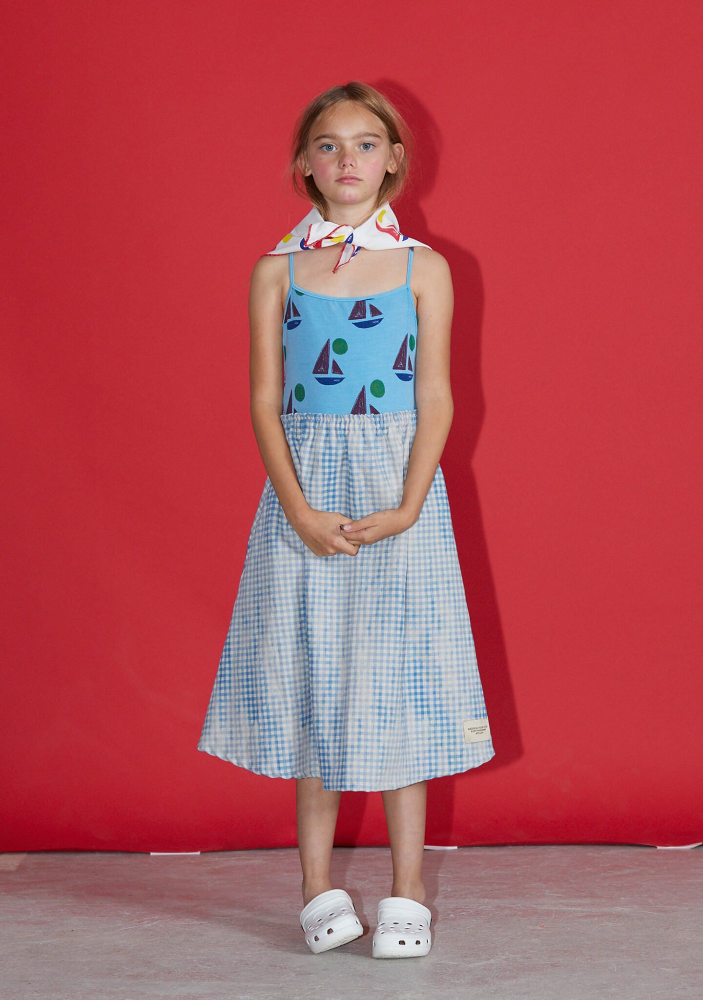 Linen check skirt