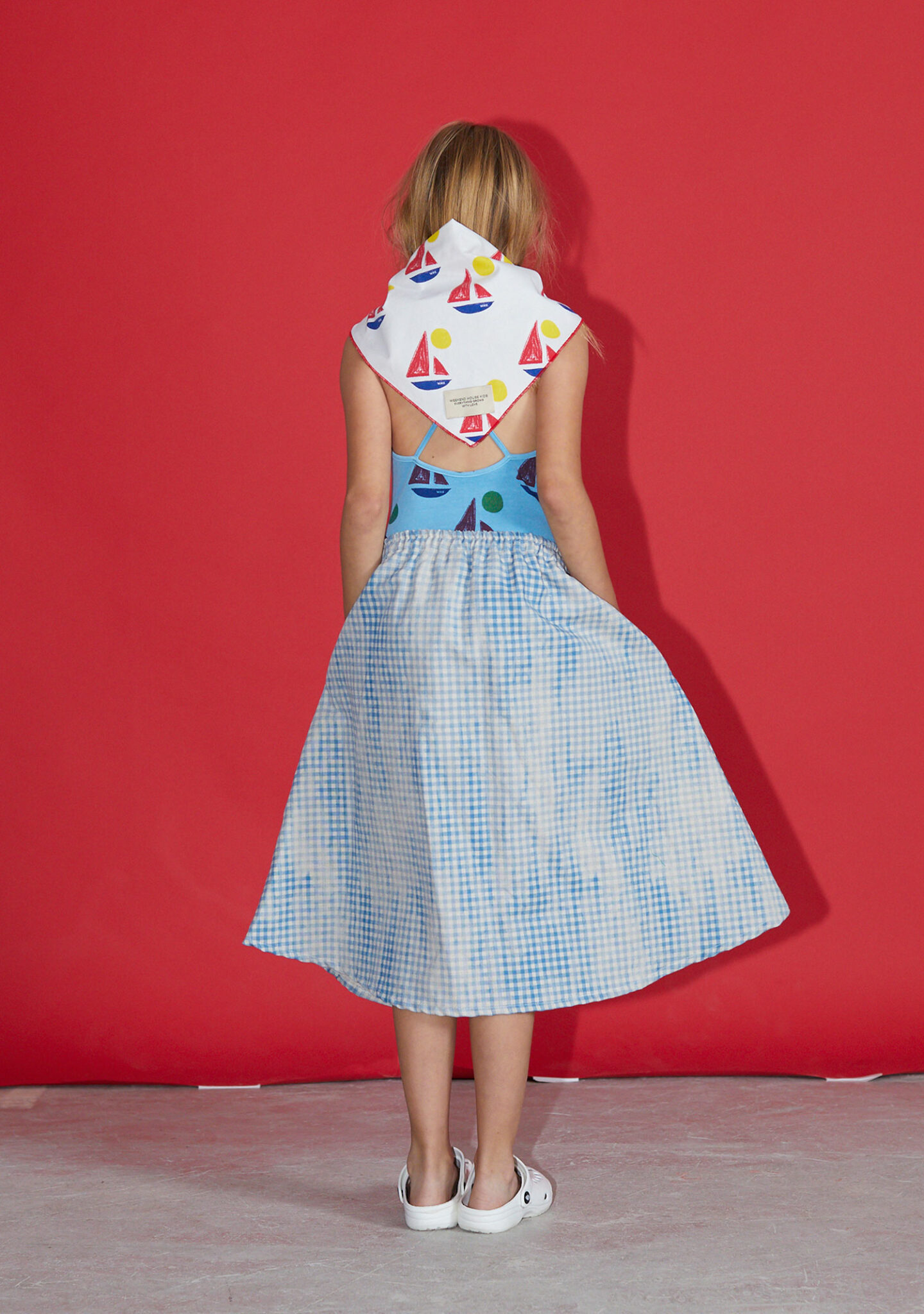 Linen check skirt