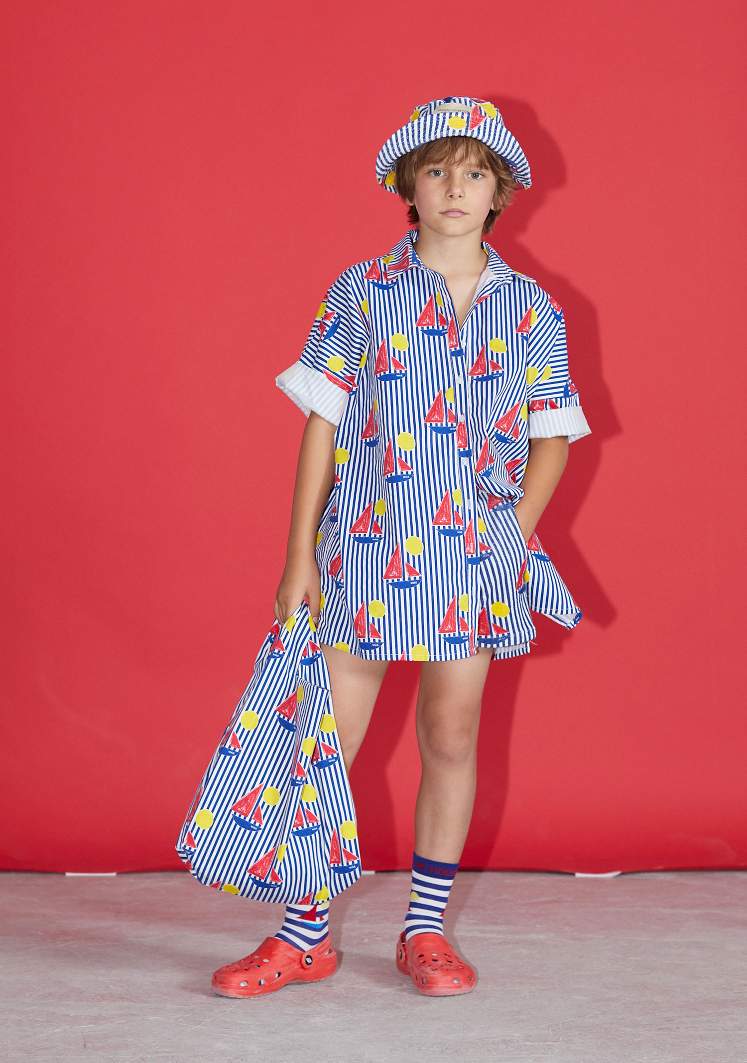 Oversized stripes boat shirt