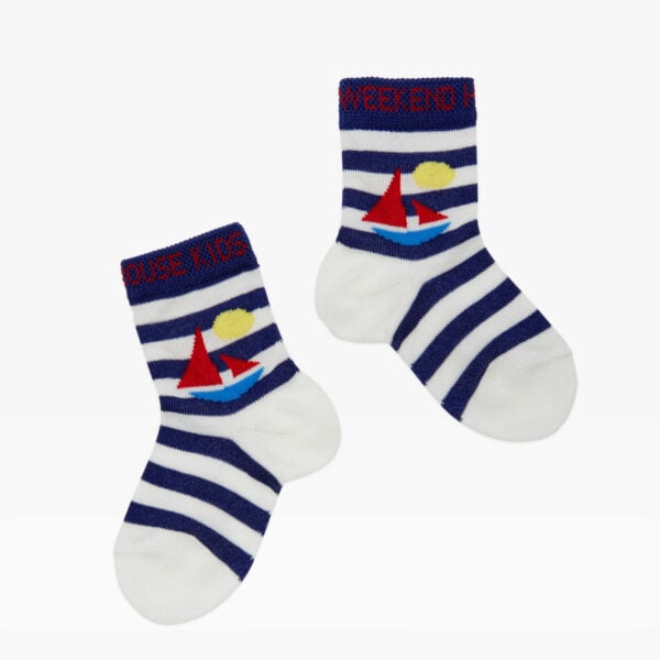 Boat socks - stripped blue & white