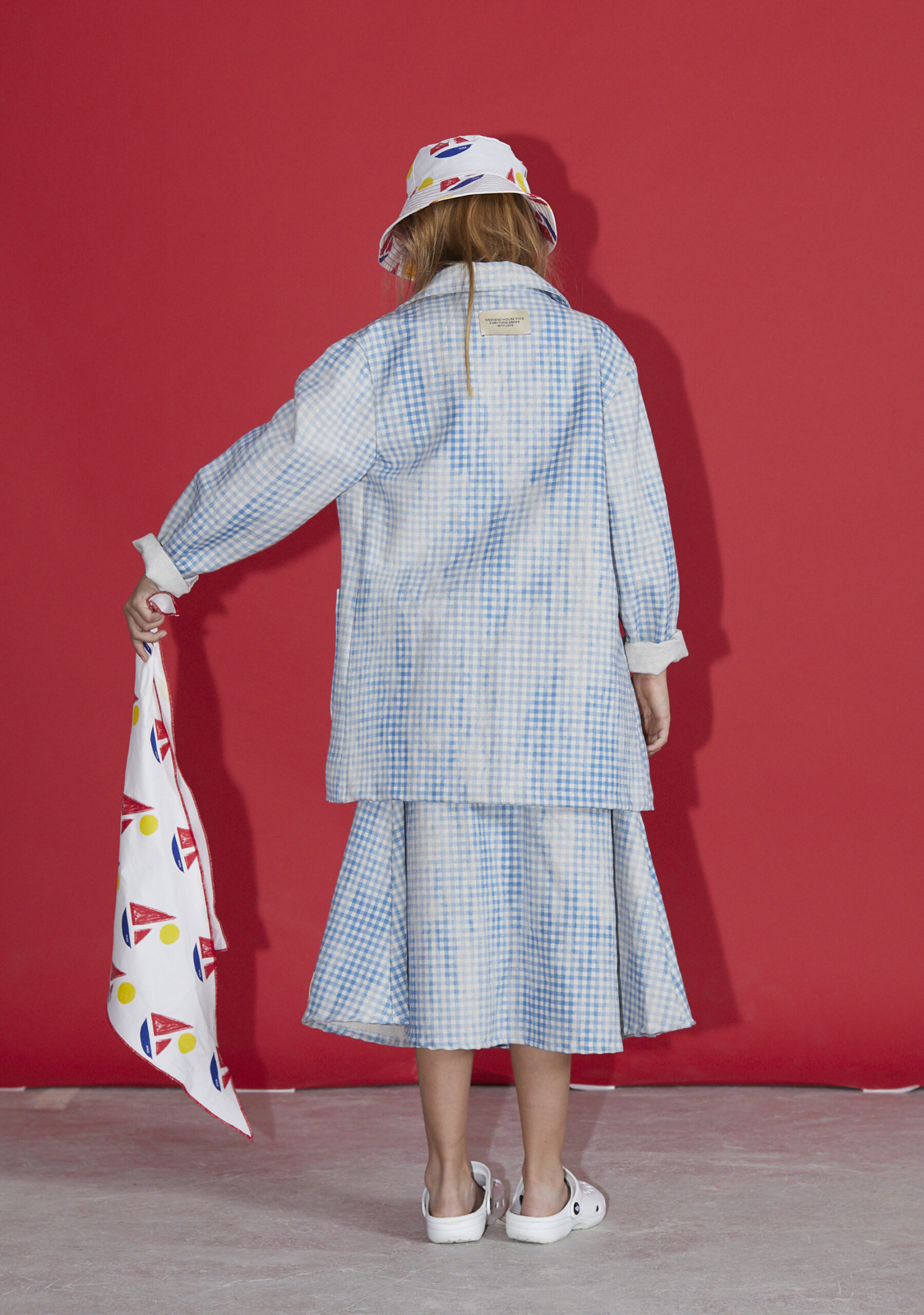 Linen check tailored jacket