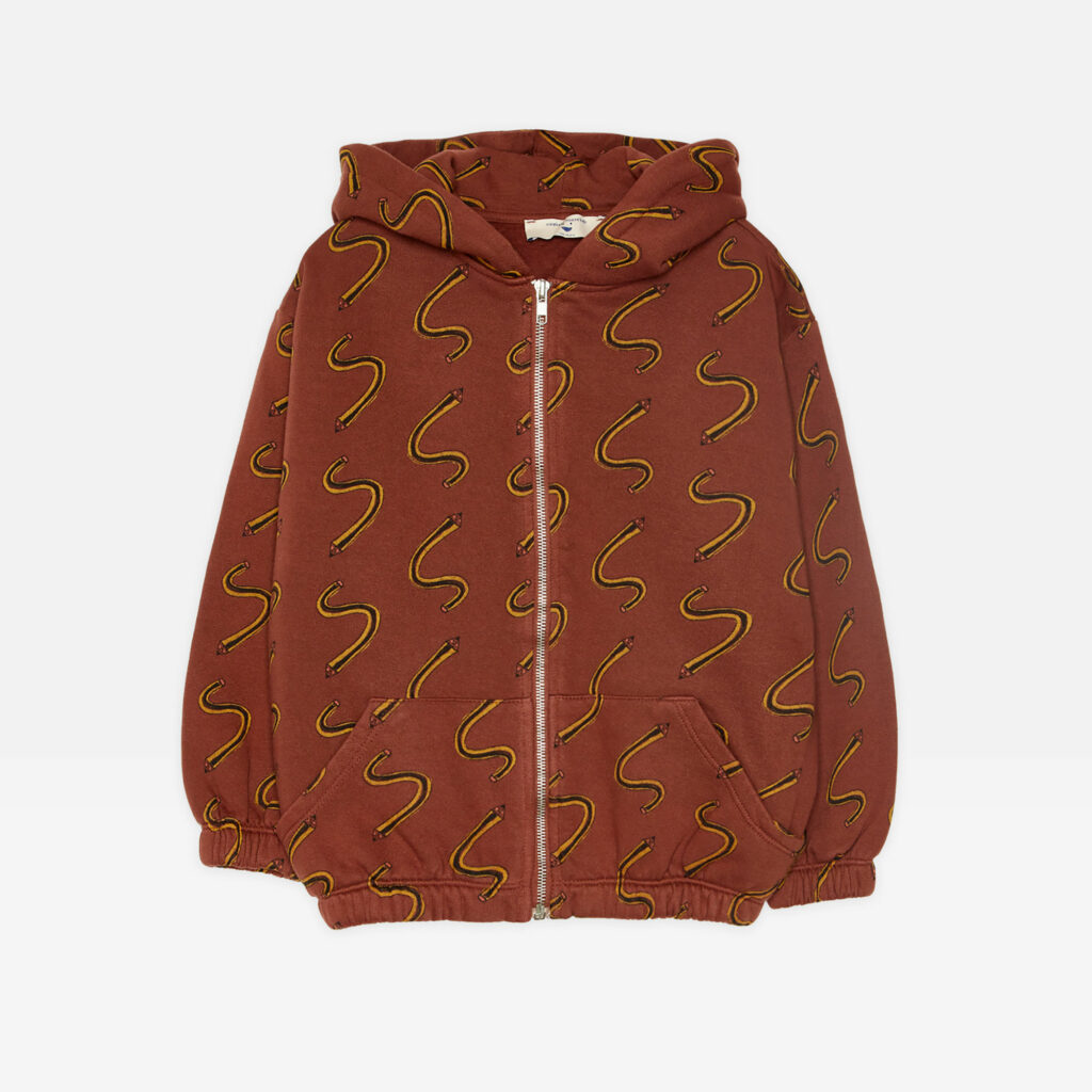 Pencil hoodie with zipper and pockets (brown) weekend house kids.
