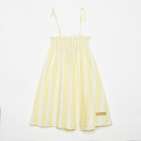 Yellow smoked stripes dress