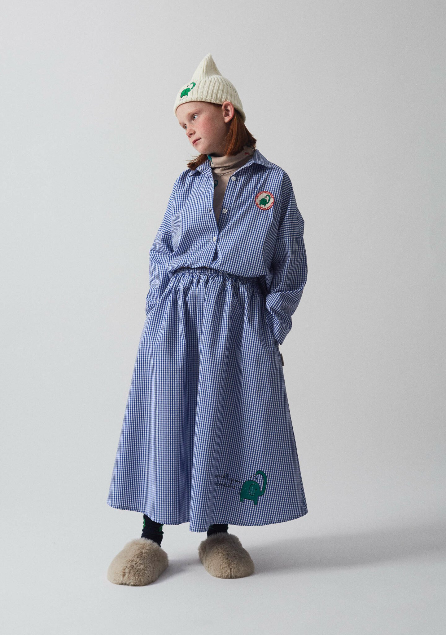 Blue check skirt