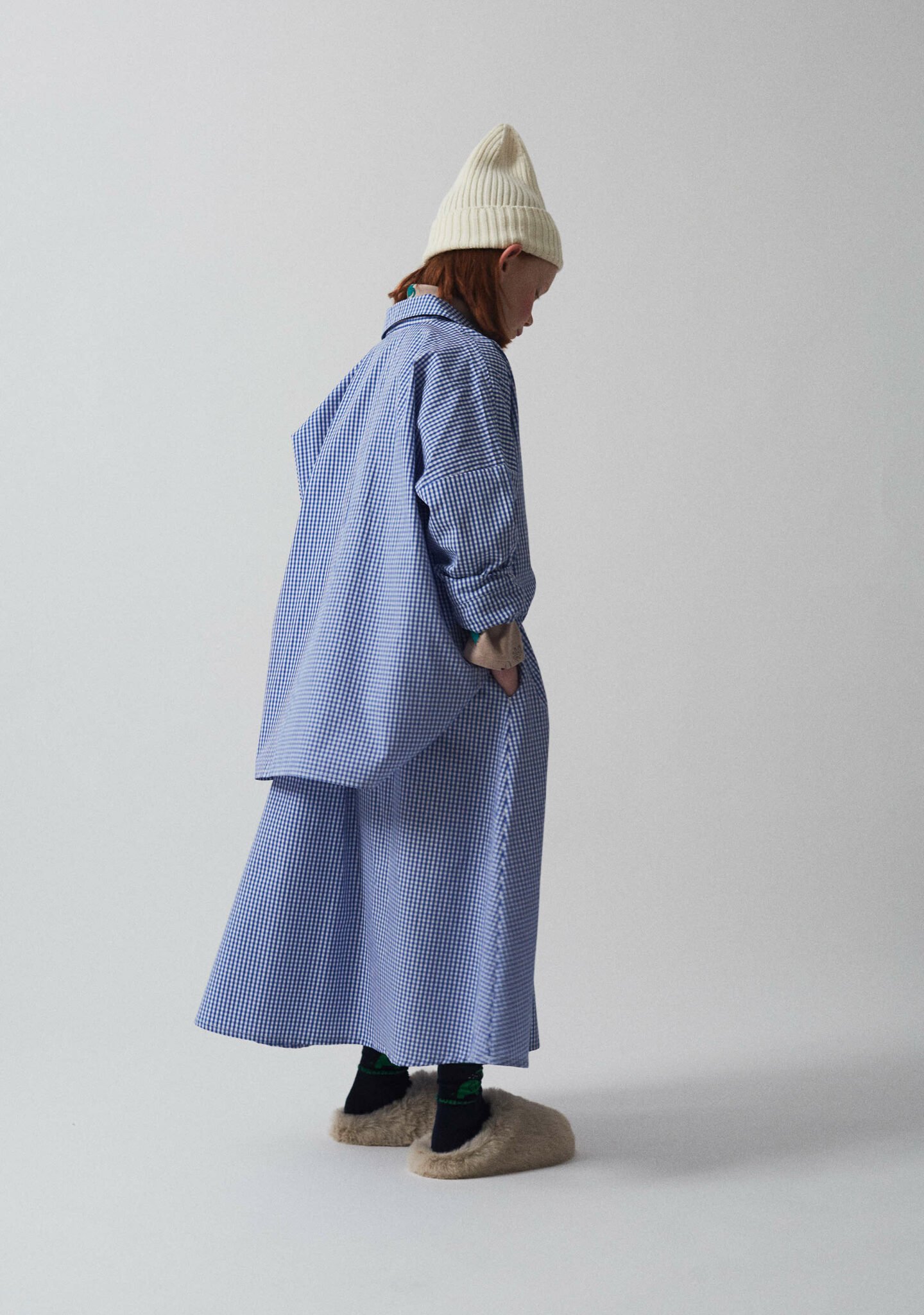 Blue check skirt