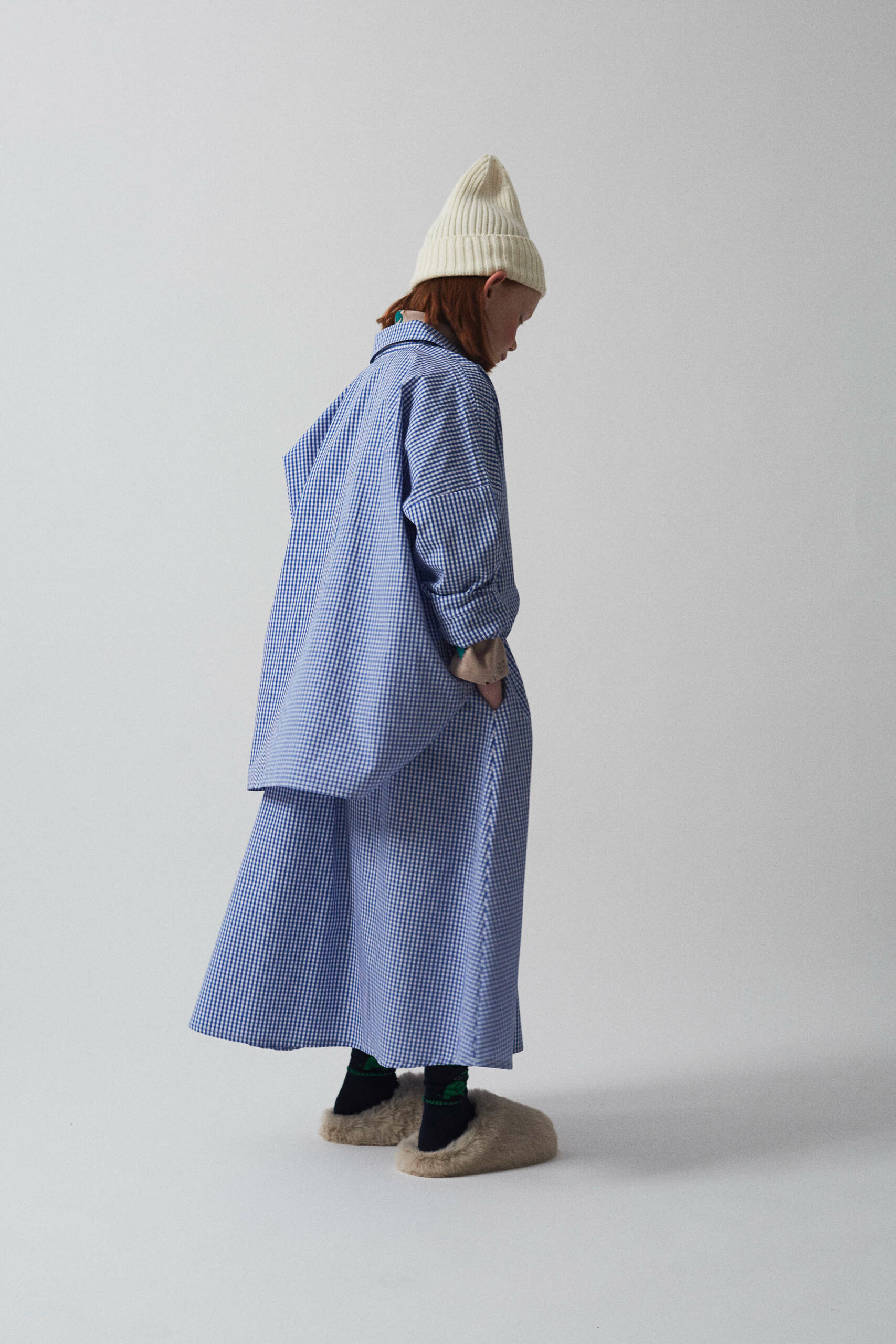 Blue check skirt