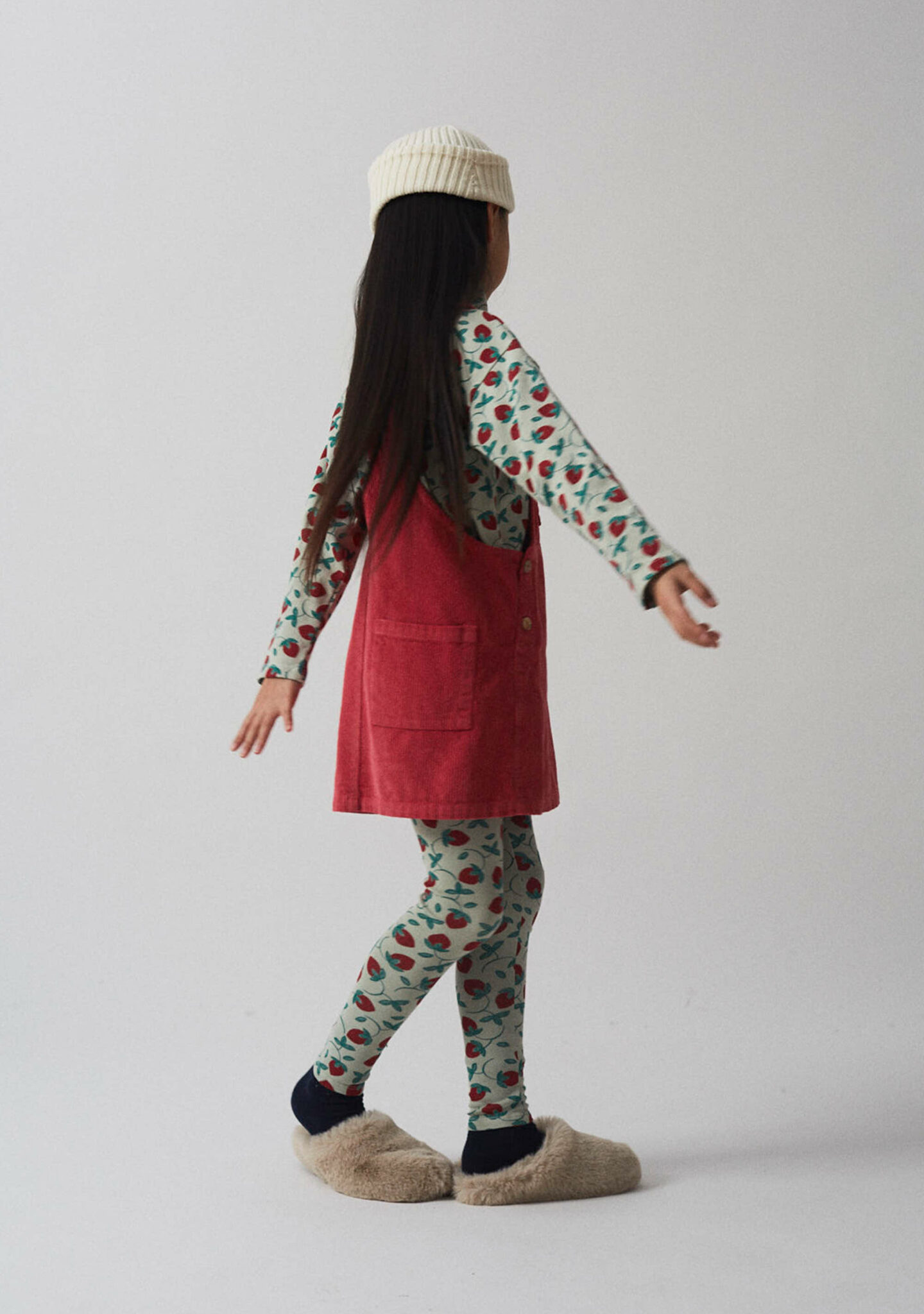 Corduroy overall strawberry dress