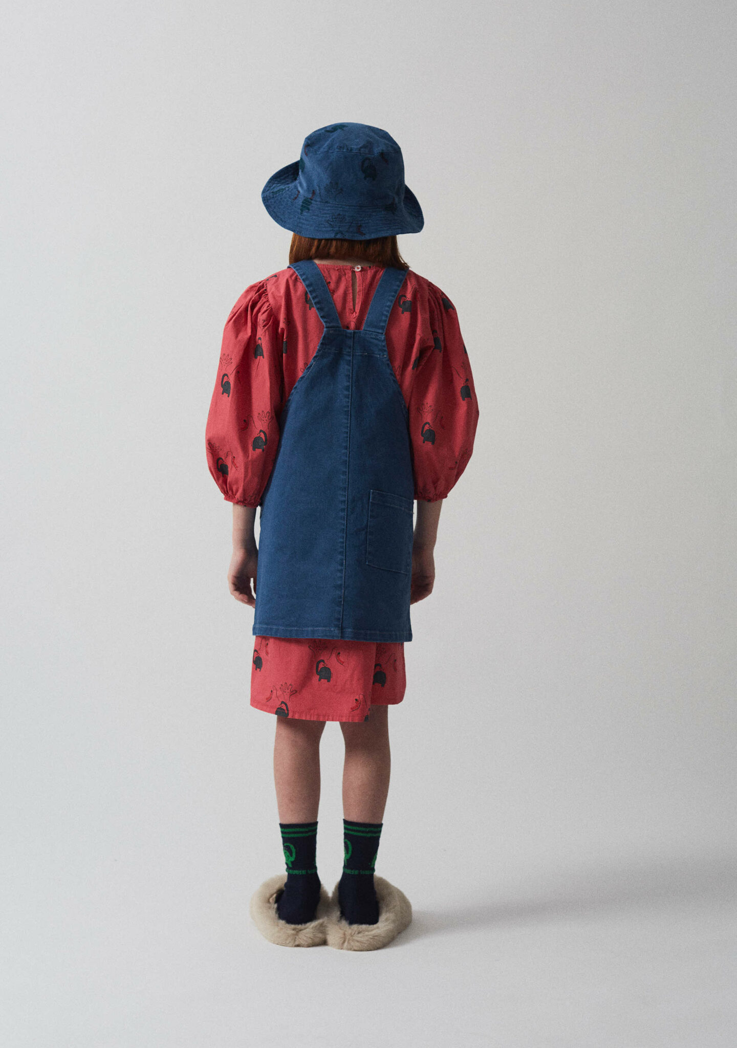 Blue denim overall dress