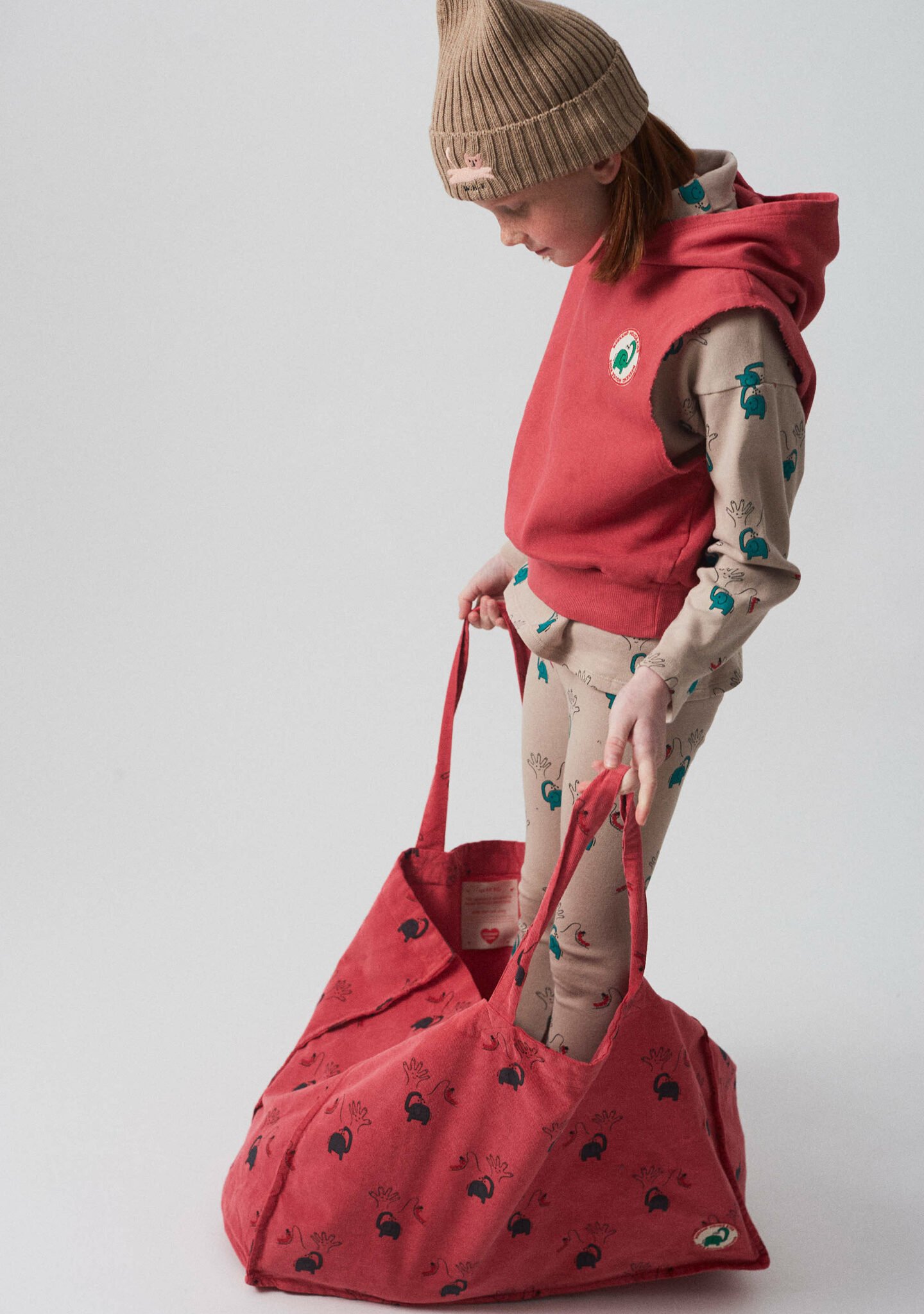 Elephant all over bag (red)