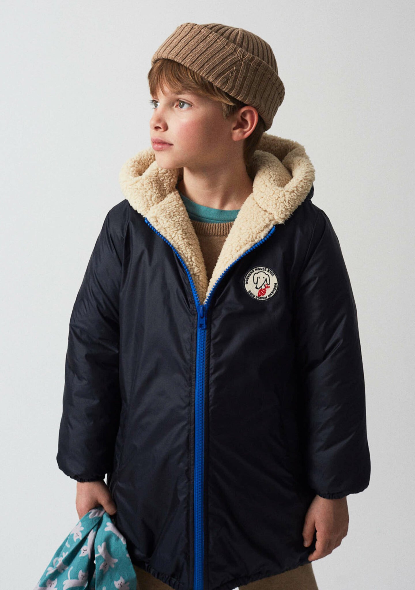 Blue dog padded fleeced jacket