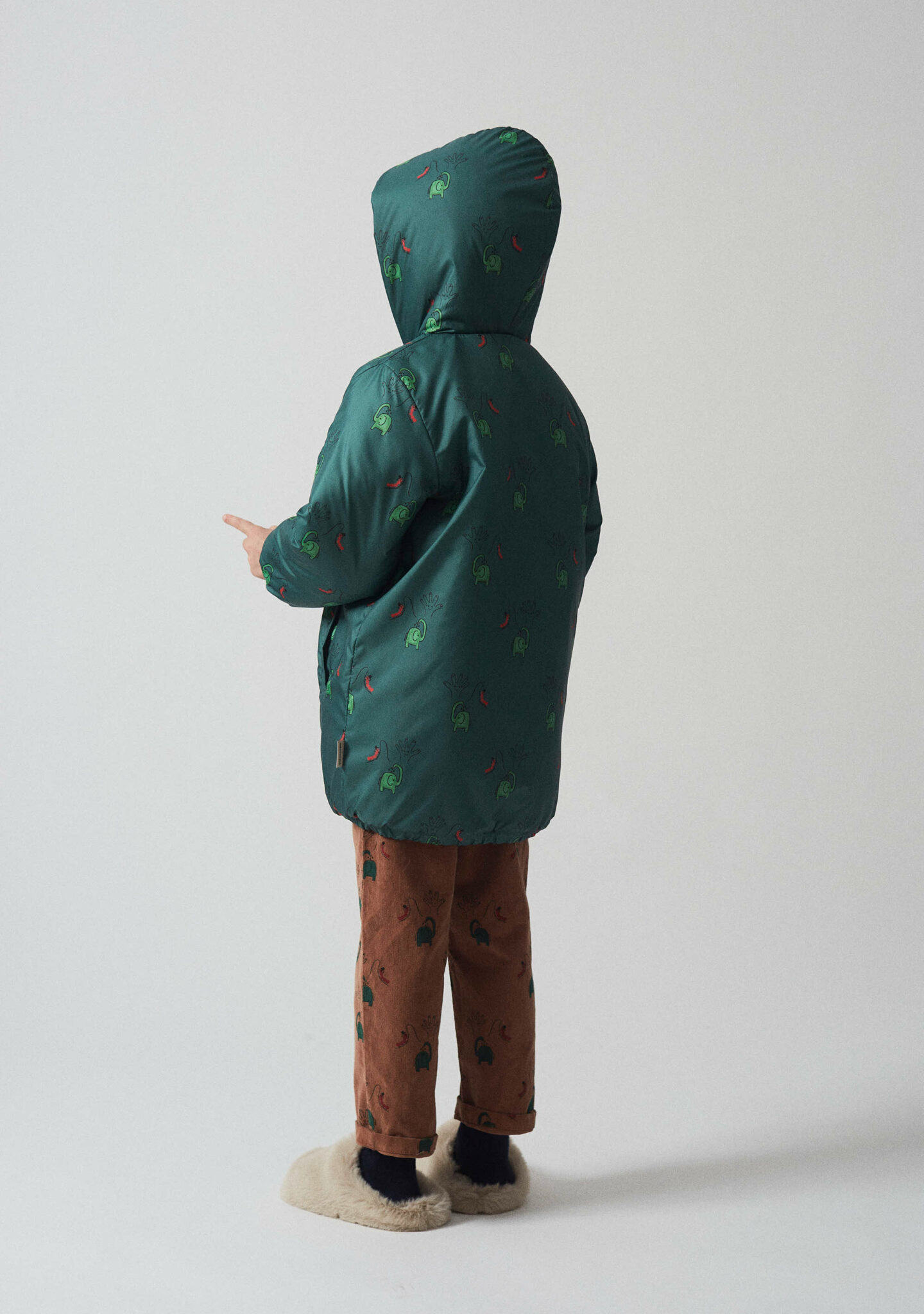 Elephant all over padded jacket