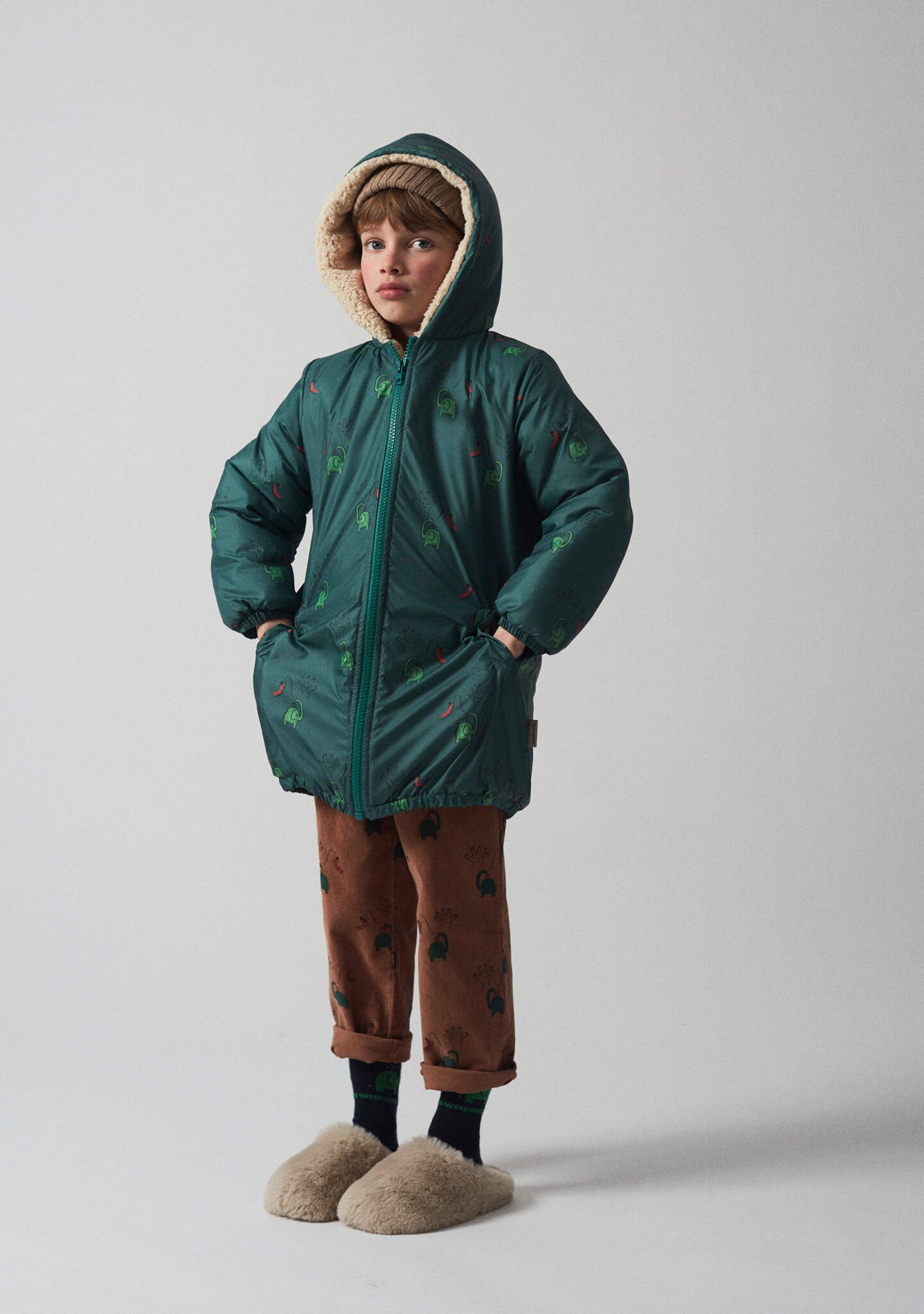Elephant all over padded jacket