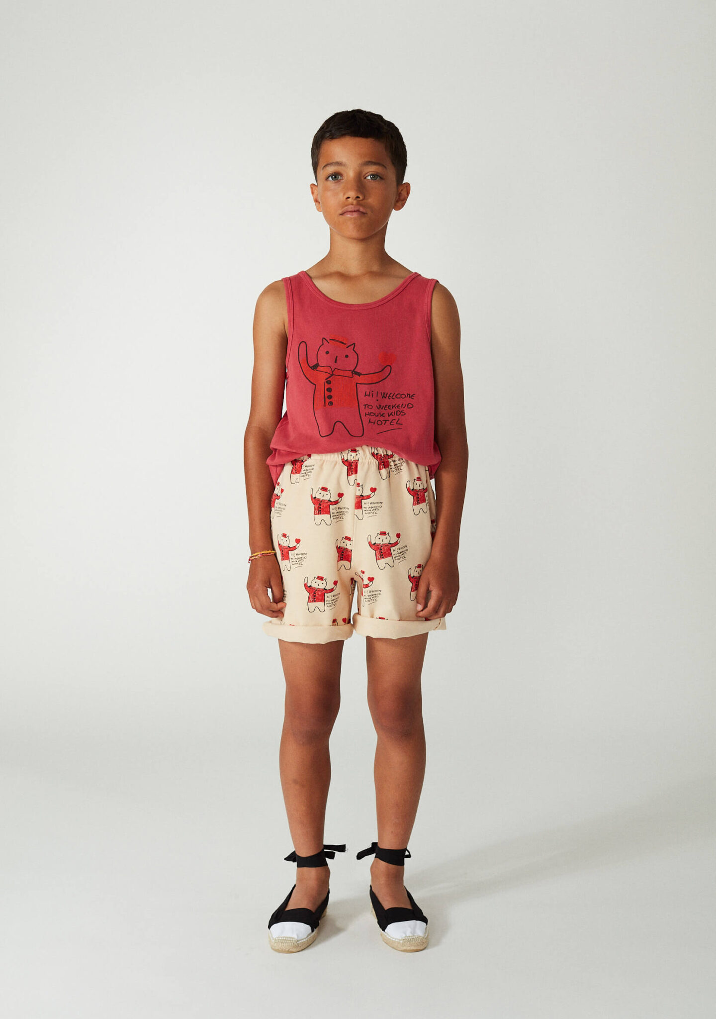 Red cat tank t-shirt