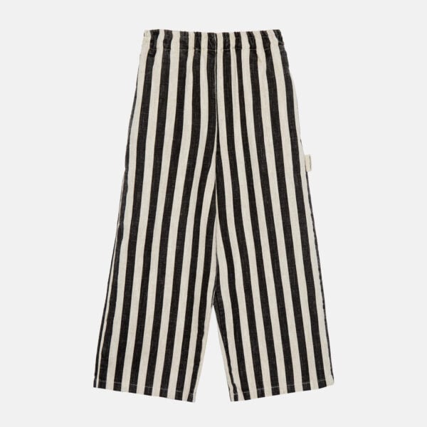 Black stripes straight pants