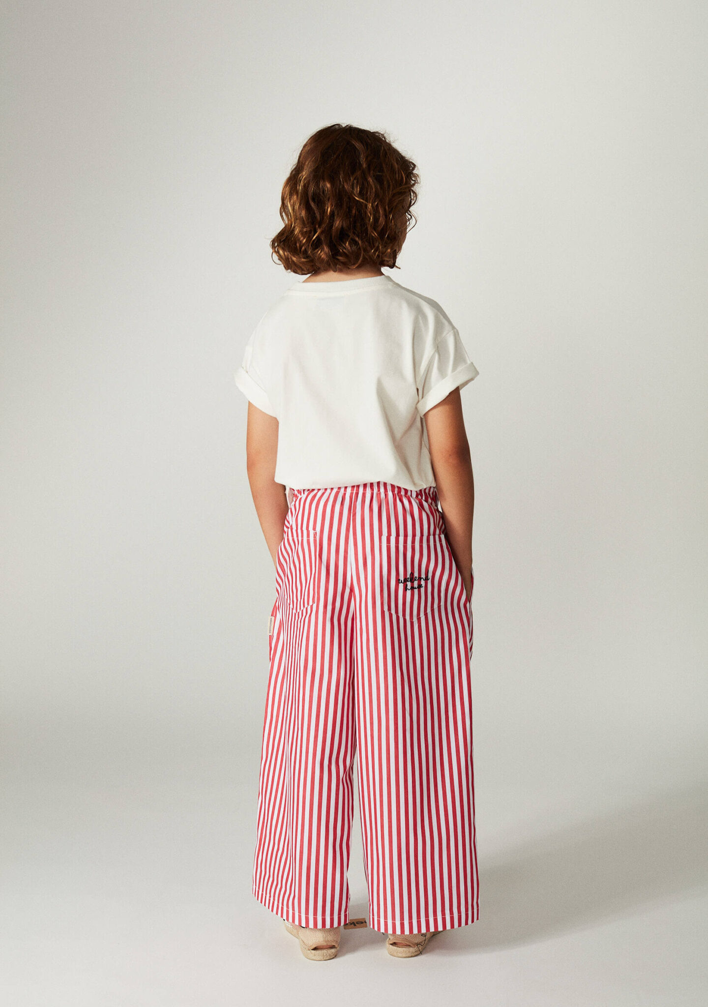 Red stripes straight pants