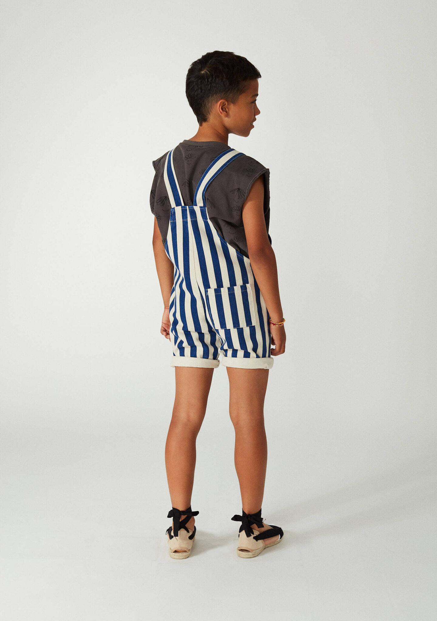 Blue stripes short dungaress