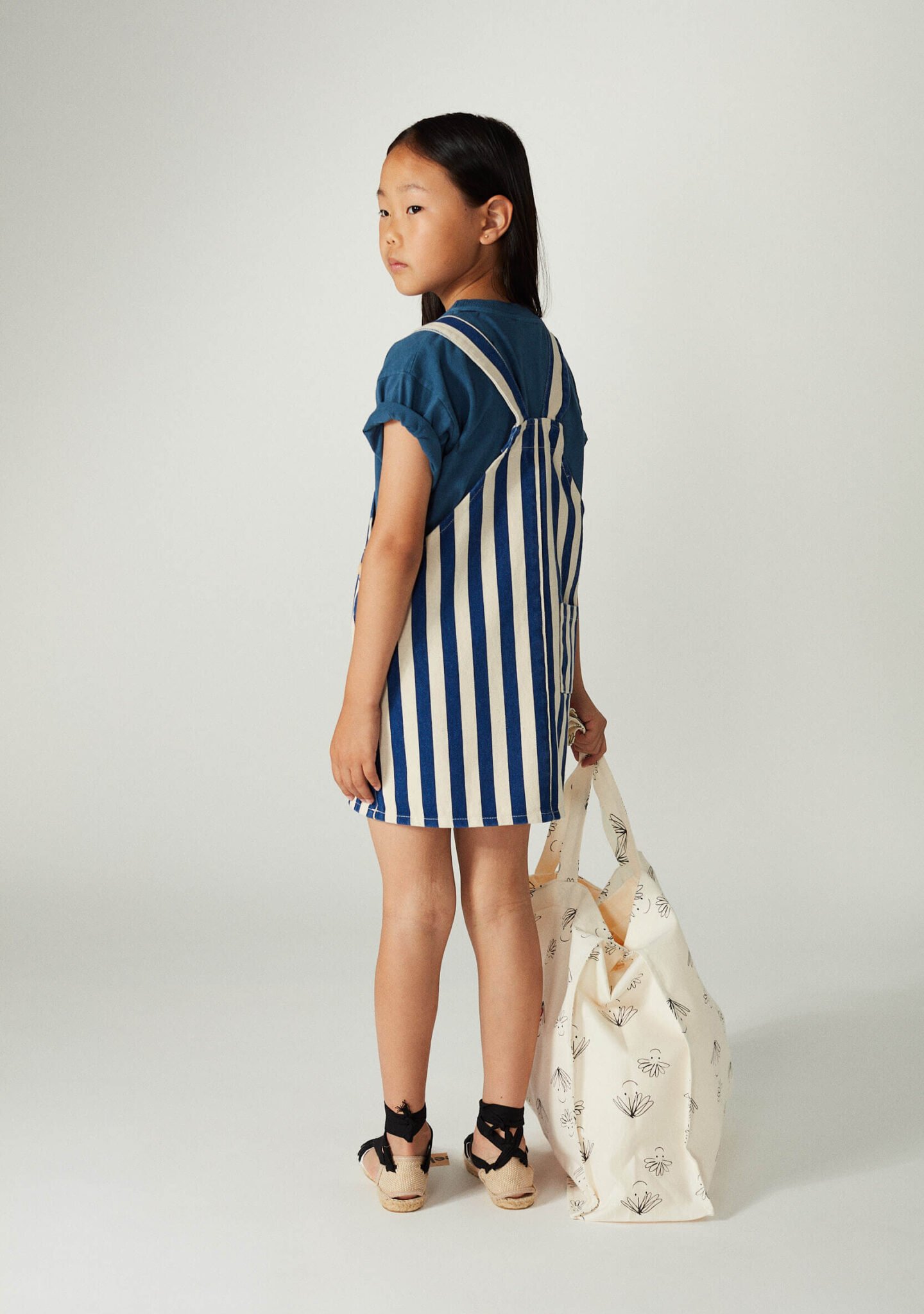 Blue stripes dungaree dress