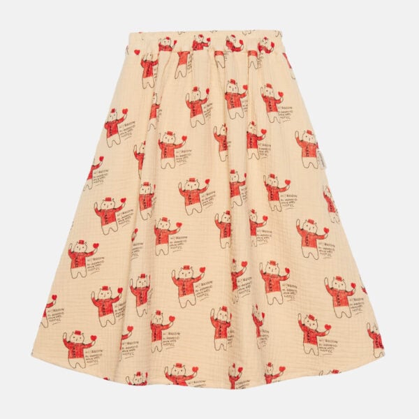 Red cat all over long skirt