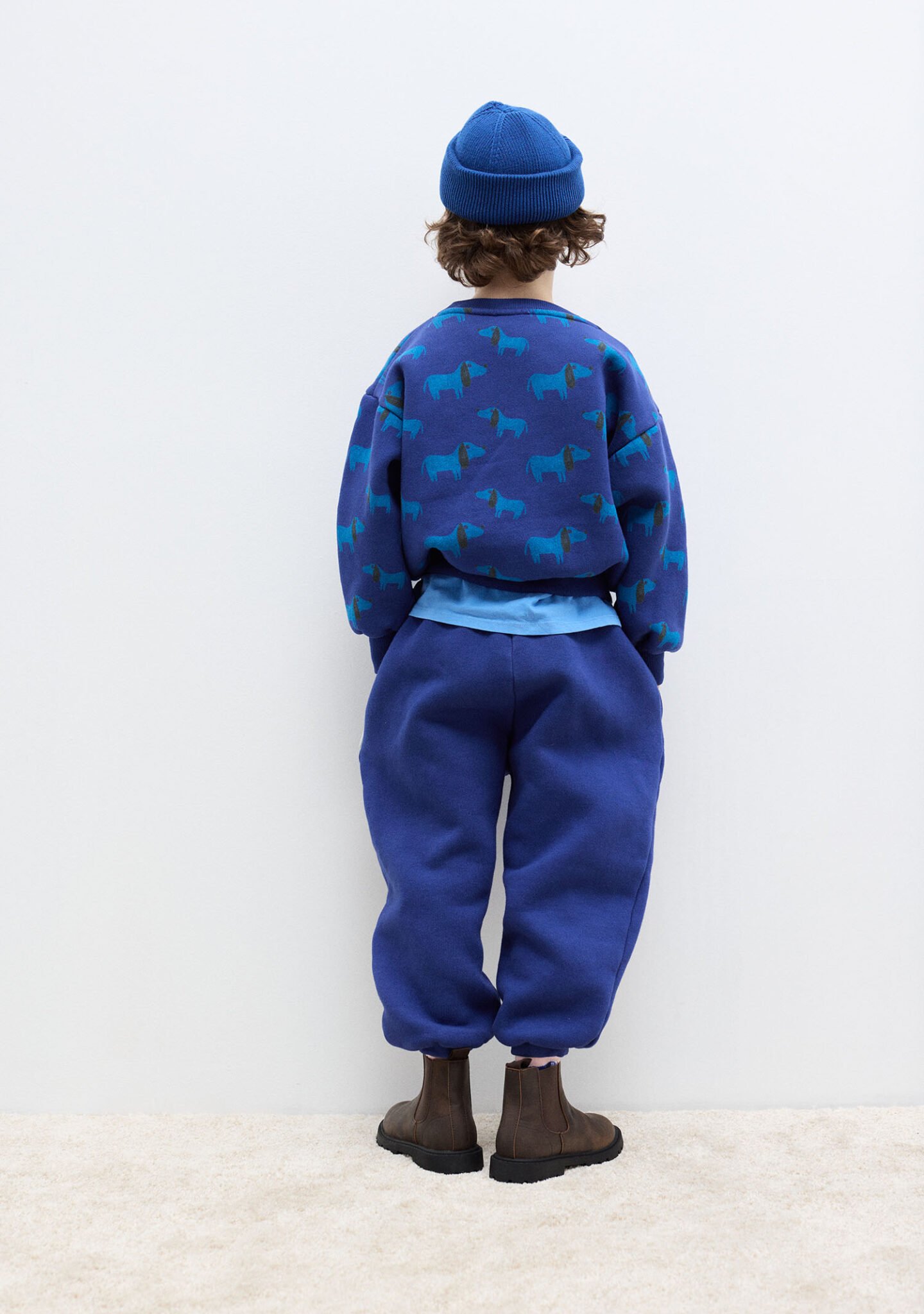 Embroidered blue dog sweatpants