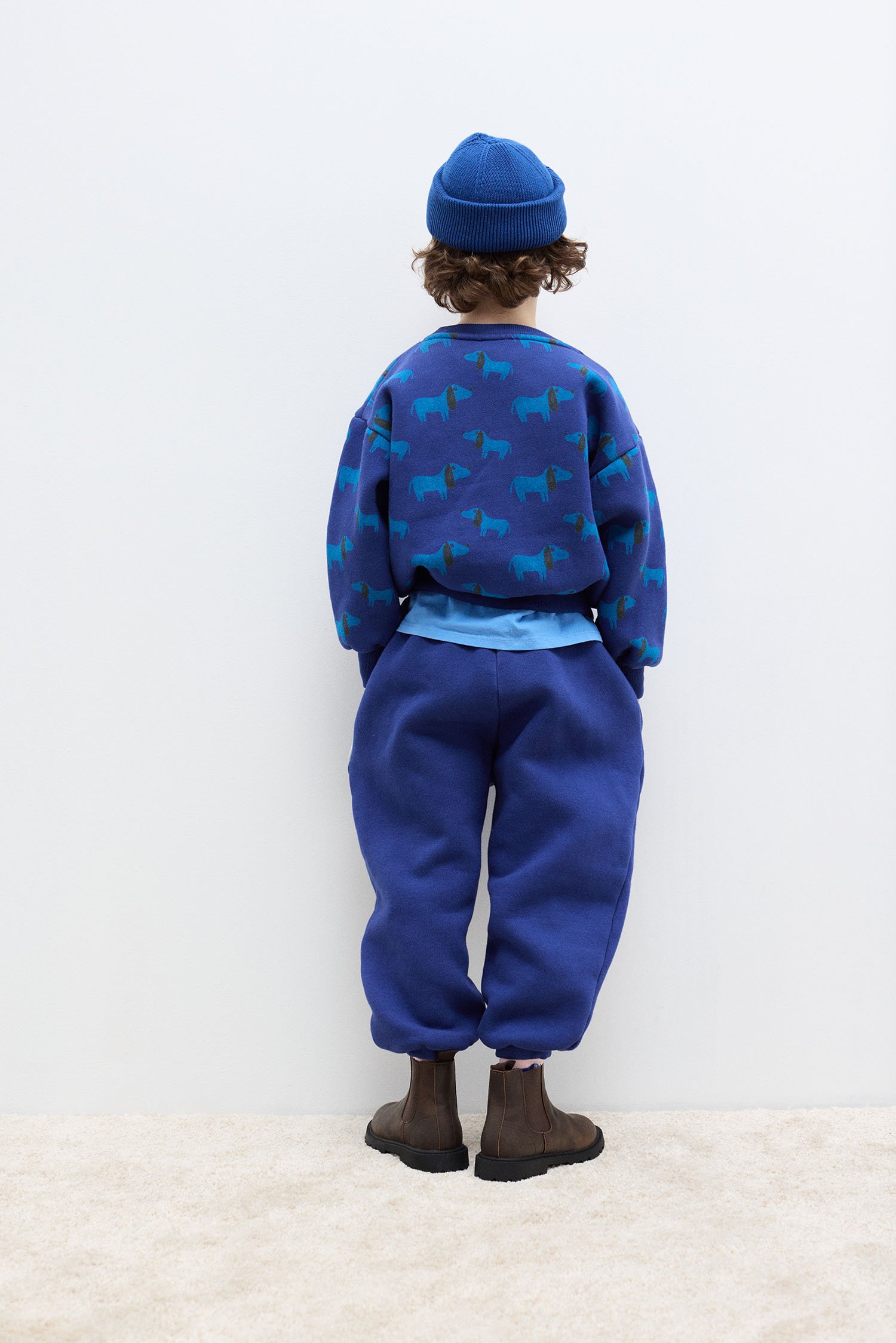 Embroidered blue dog sweatpants