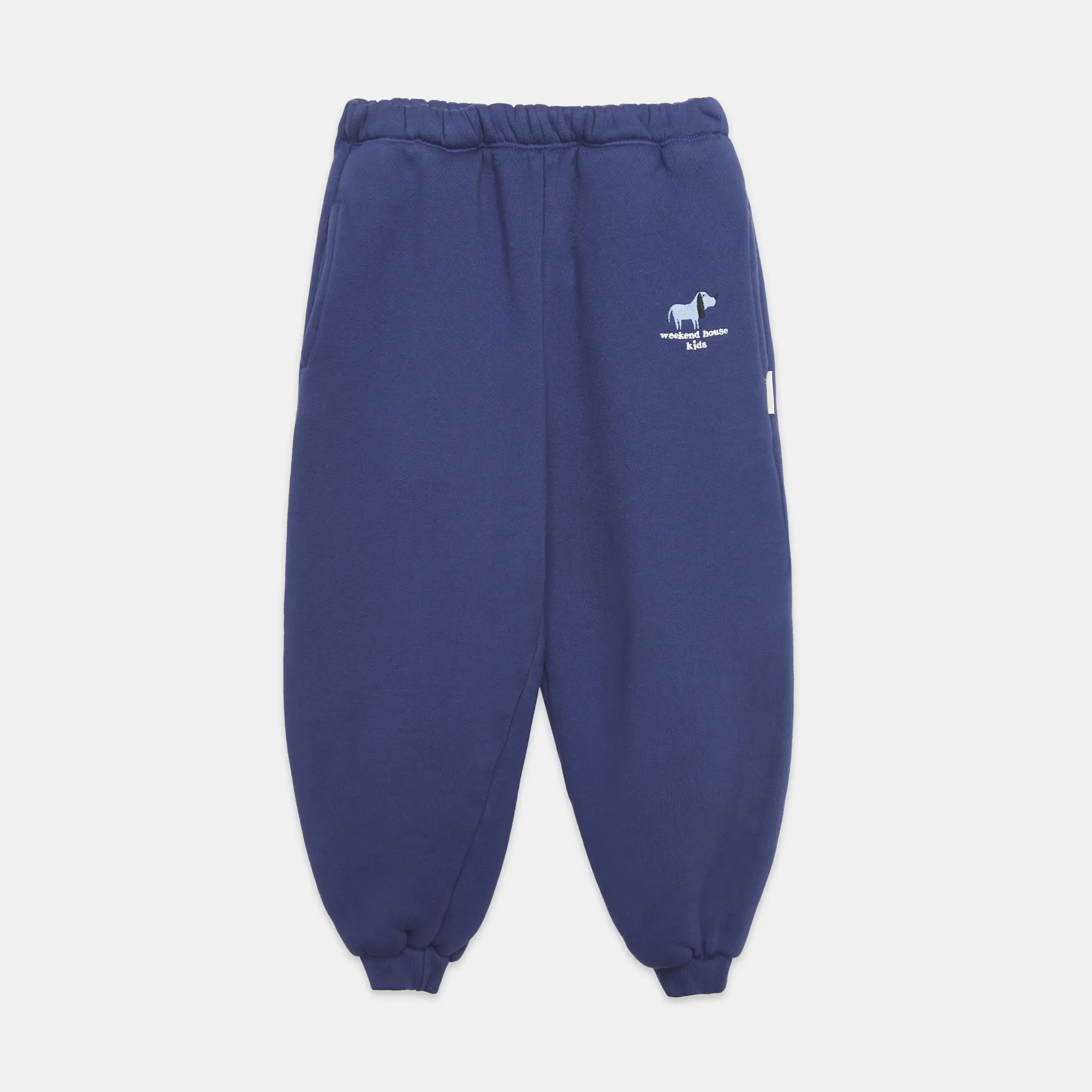 Embroidered blue dog sweatpants