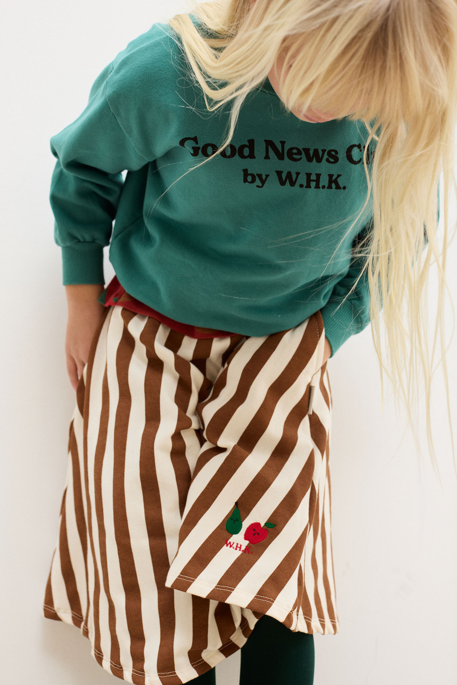 Fruity stripes long skirt