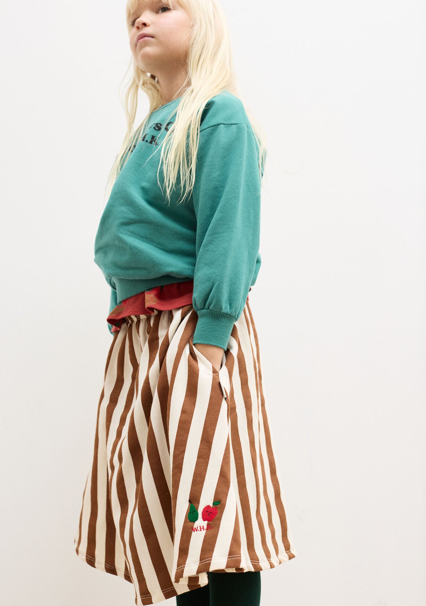 Fruity stripes long skirt