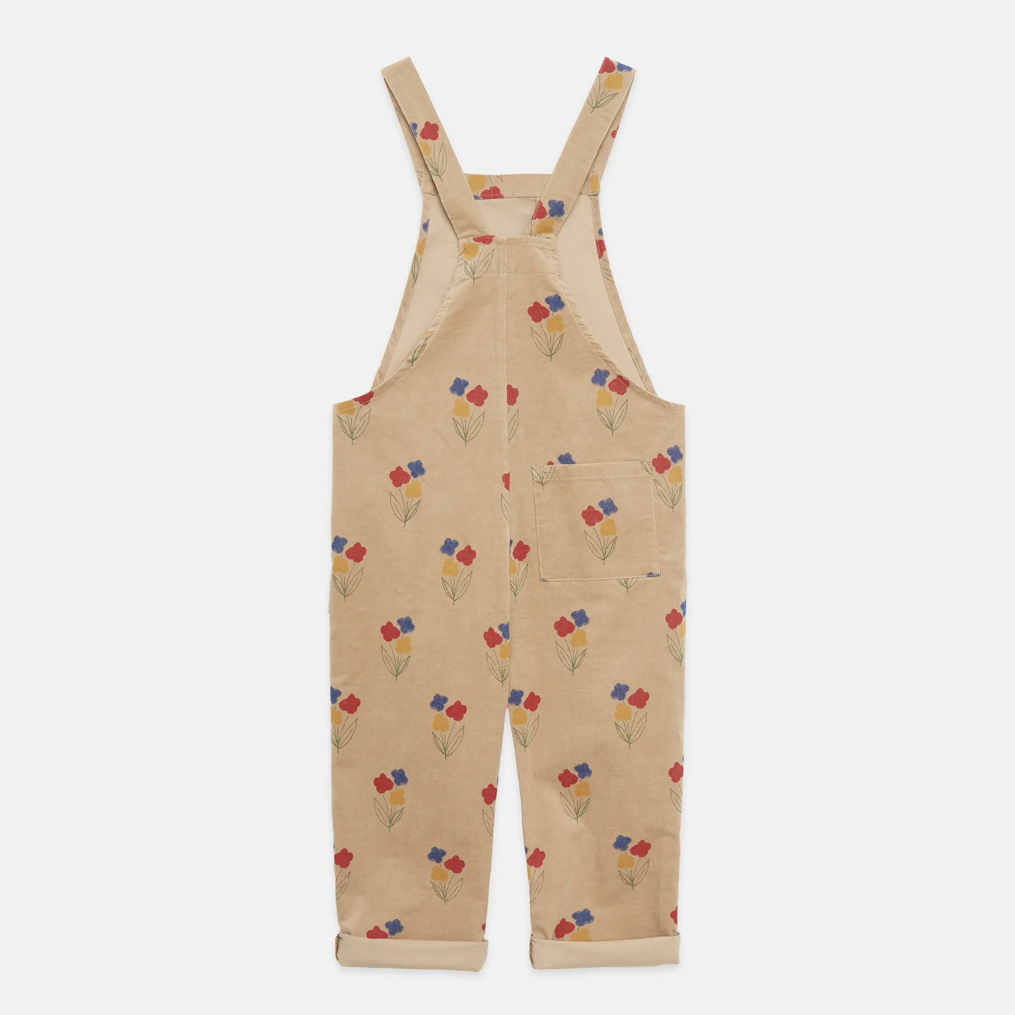 Flowers all over corduroy dungaree