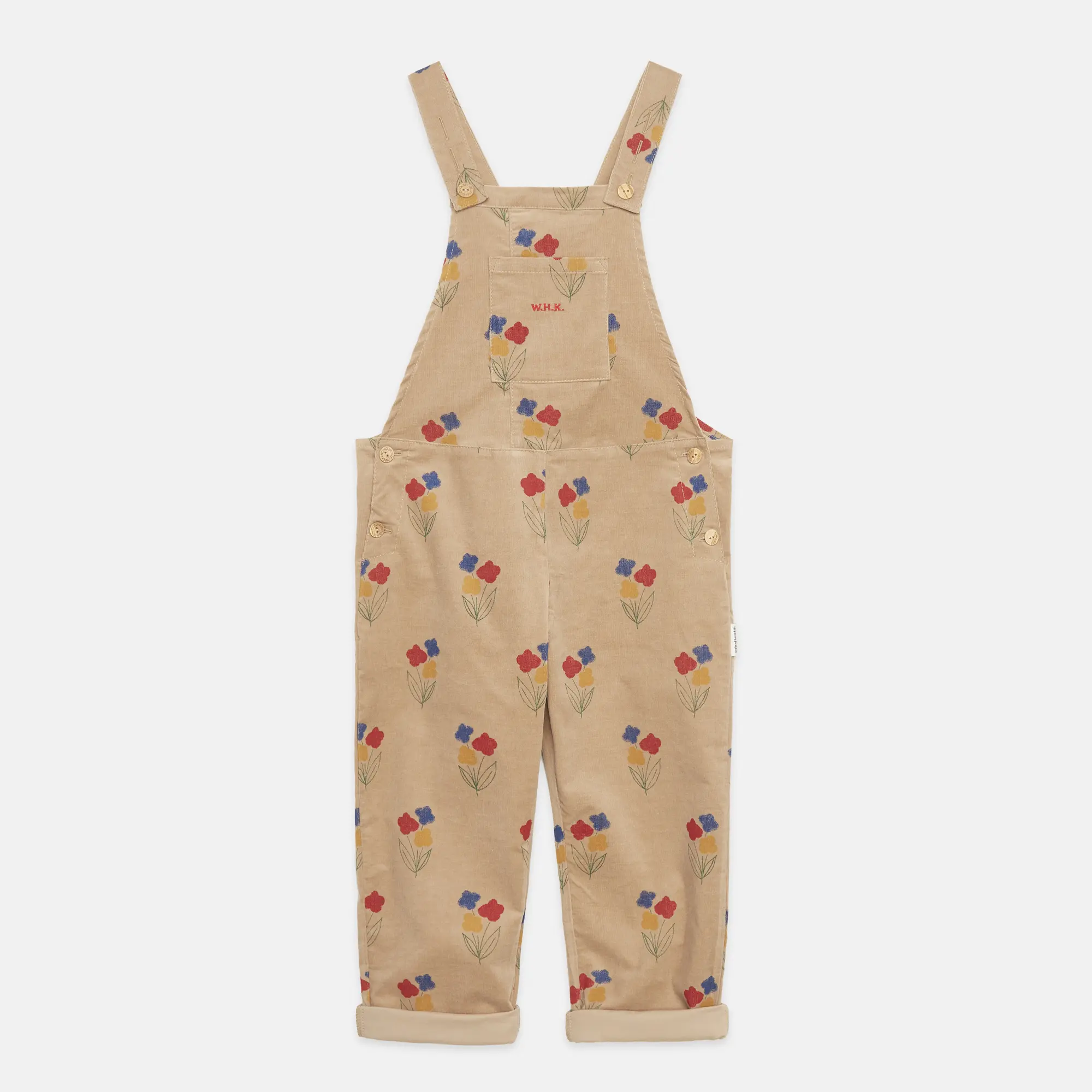 Flowers all over corduroy dungaree