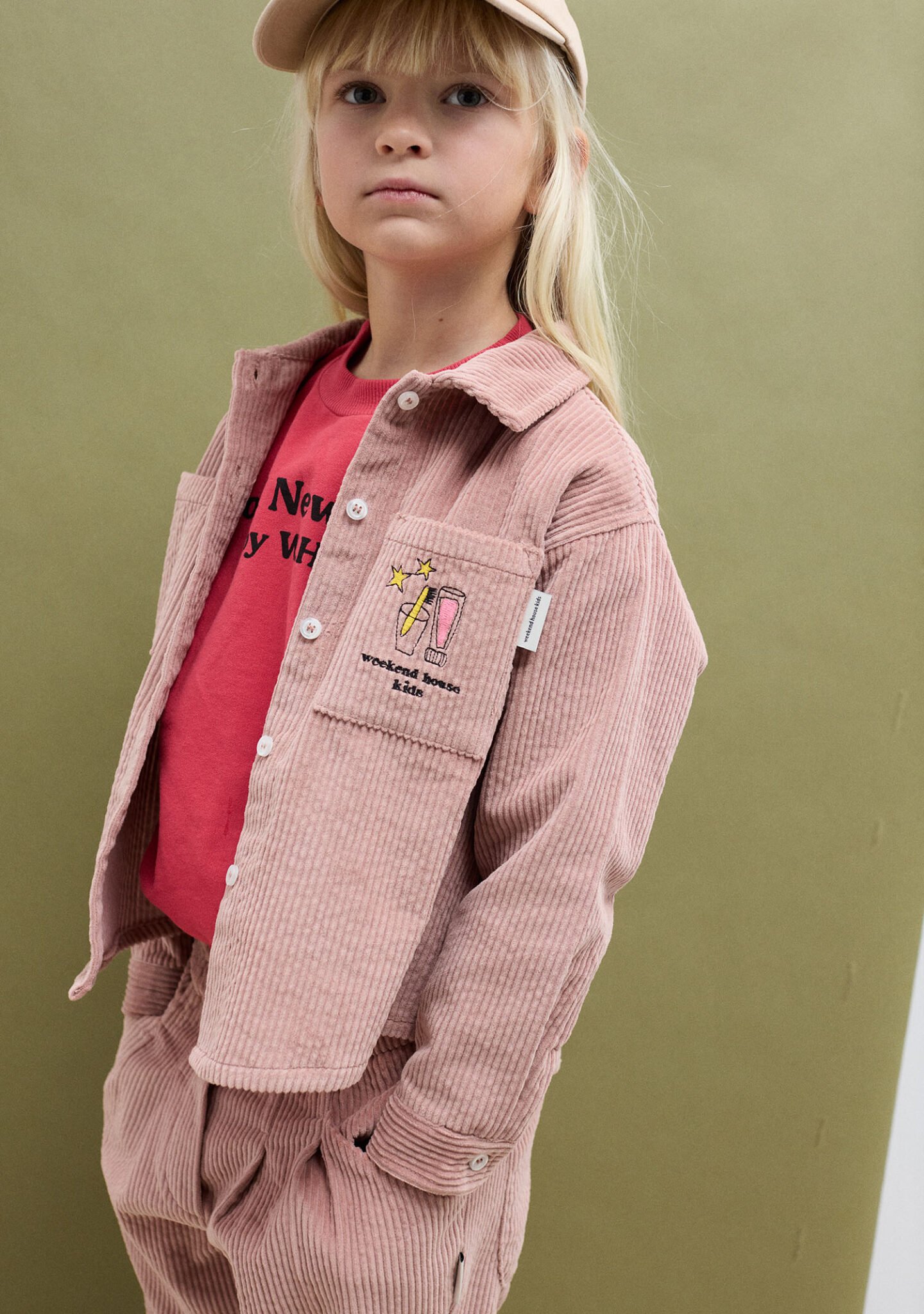 Magic toothbrush corduroy shirt (pink)