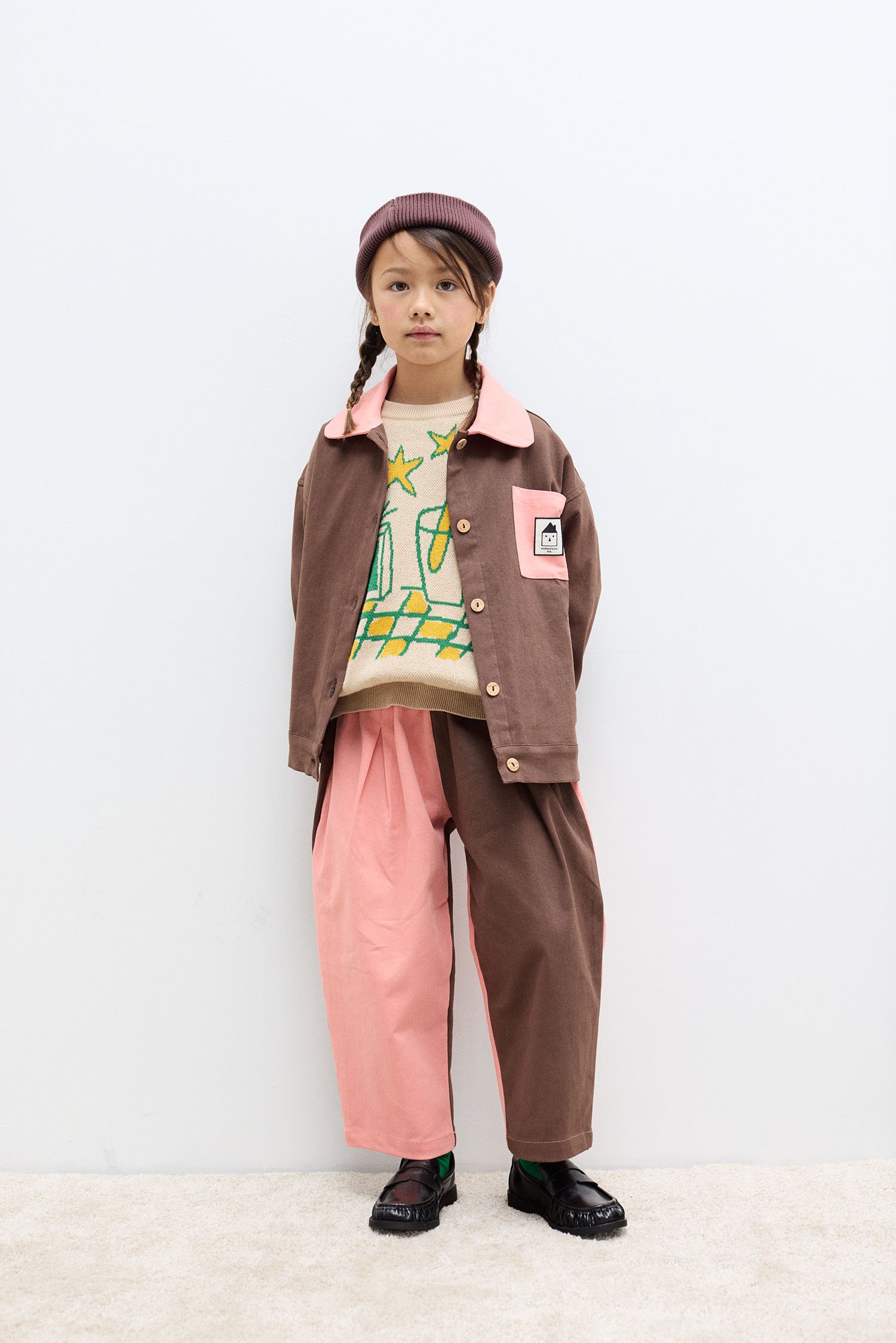 Bicolor denim pants