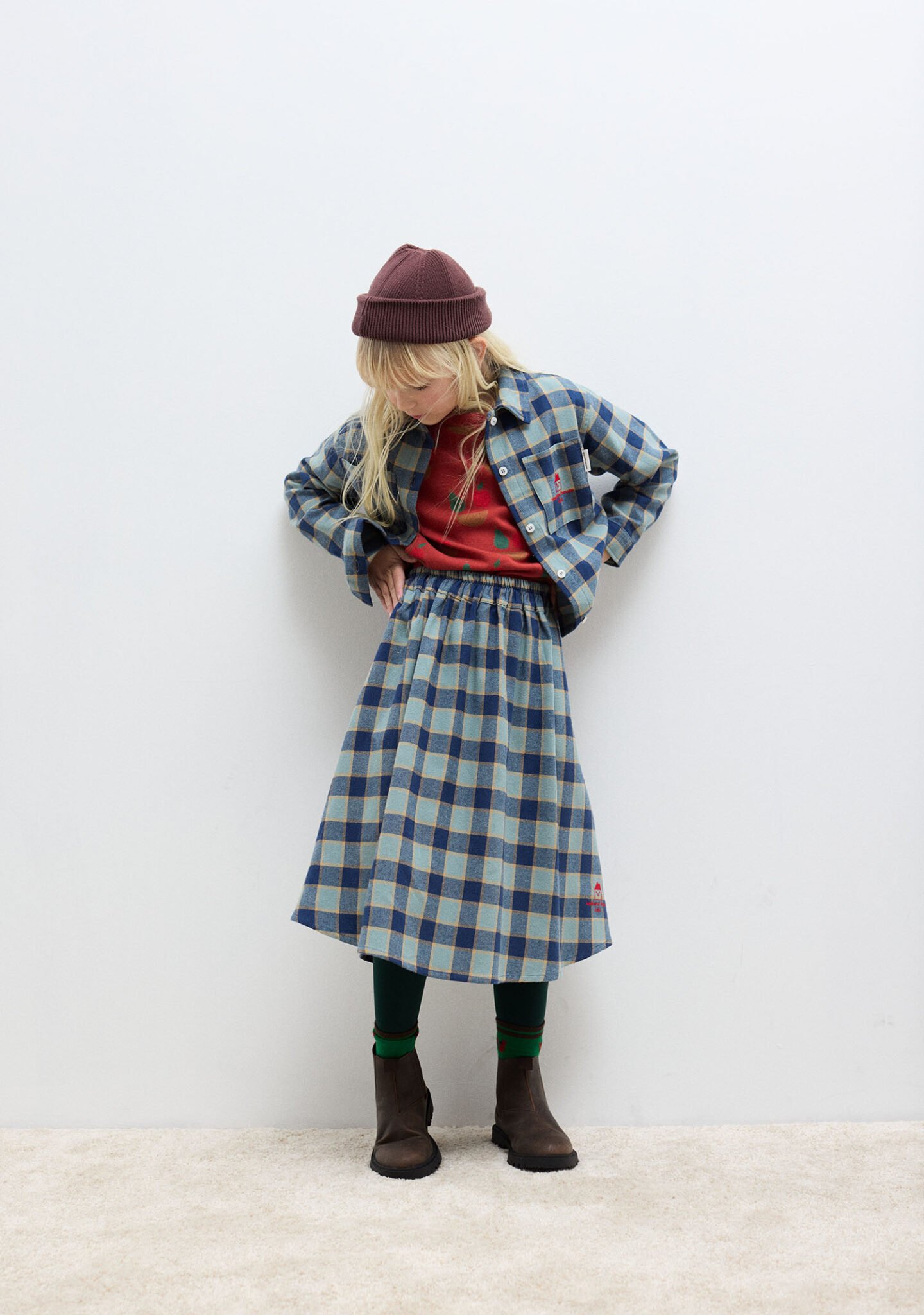 Checkered blue skirt
