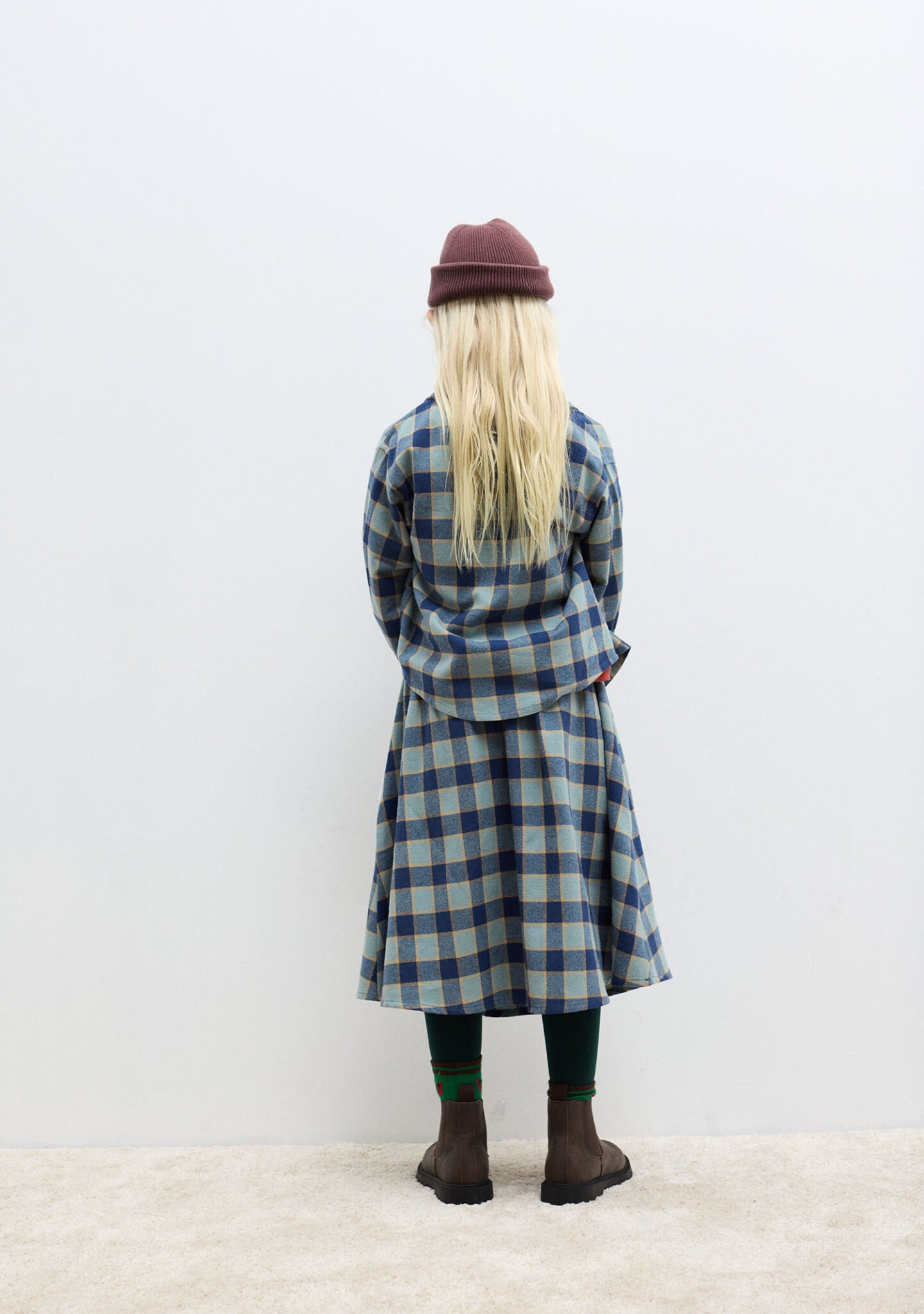 Checkered blue skirt