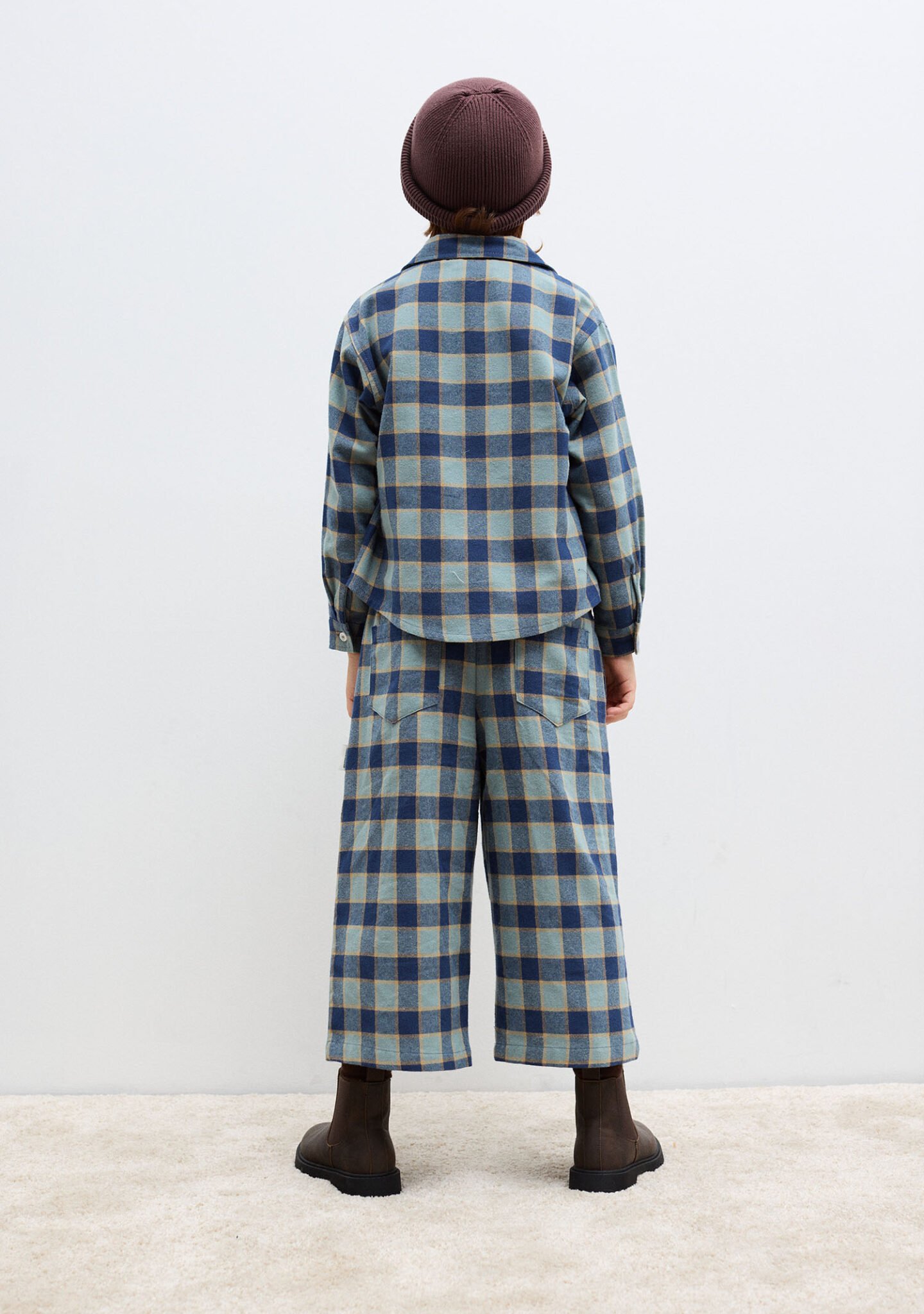 Checkered blue flare pants