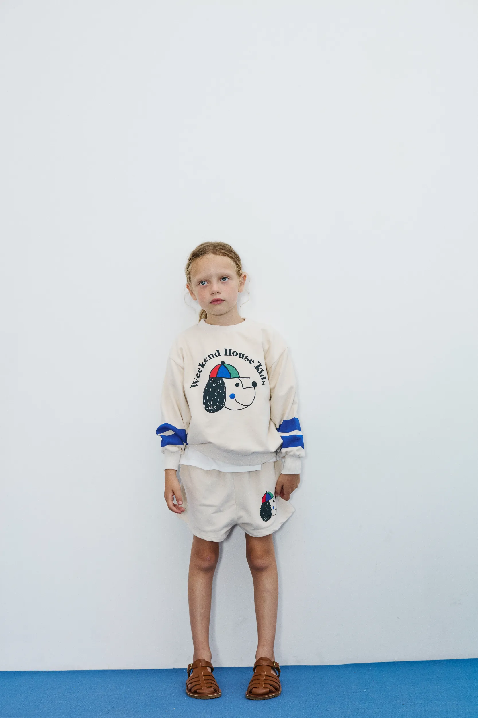 Happy dog striped sweatshirt (Ecru)