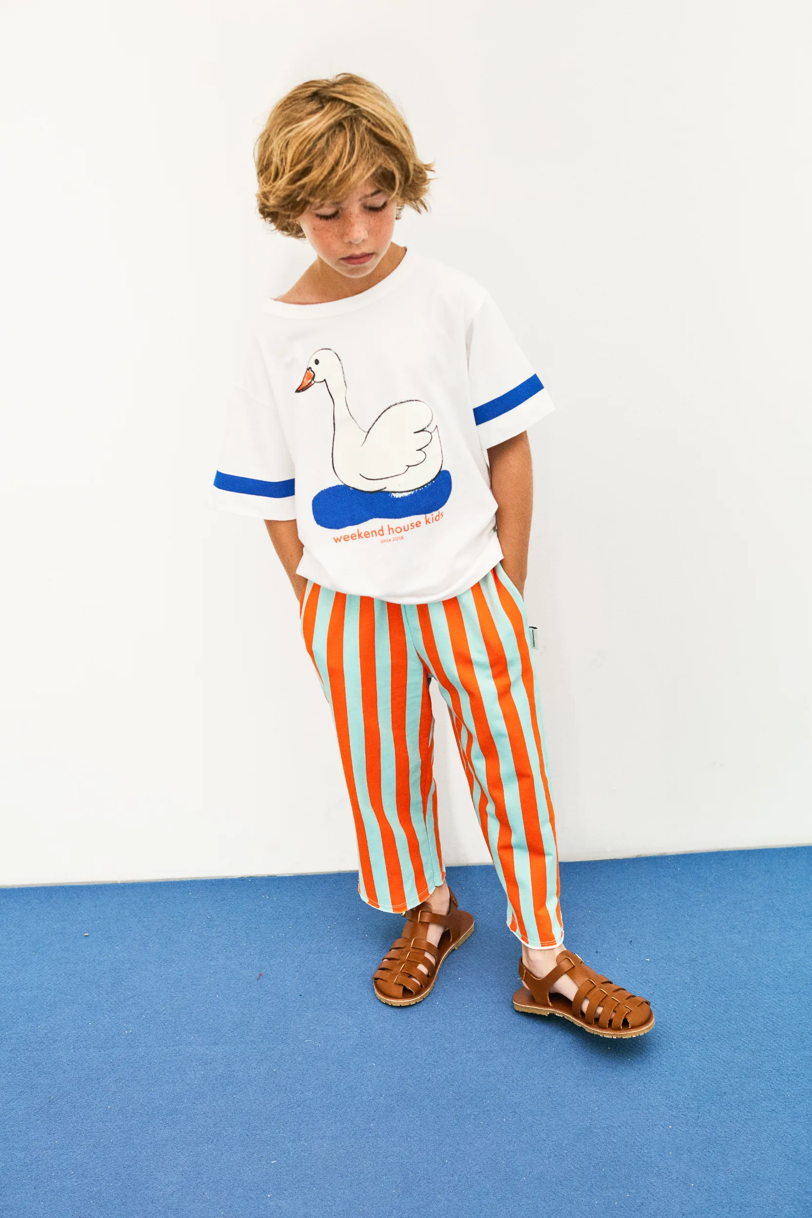 Stripes straight sweatpants